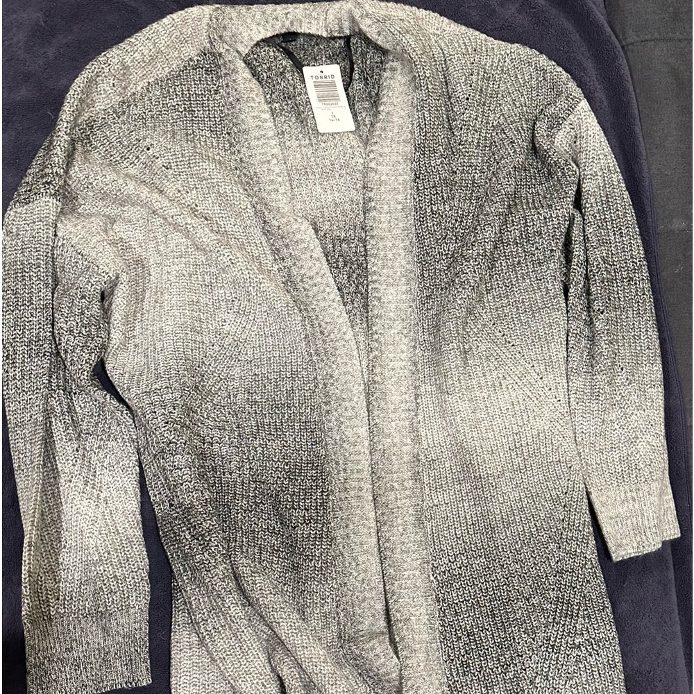 Torrid size 1 black straight open front long sleeve cardigan